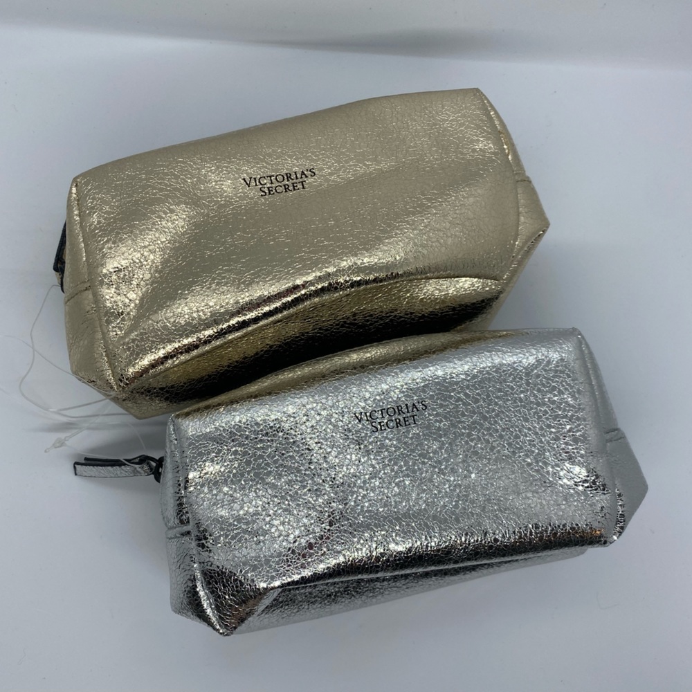NWOT Gold and Silver Victoria’s Secret cosmetic bags (Set 2)